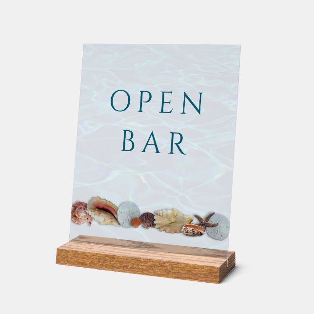 Seashell Border Open Bar Custom Acrylic Sign Acrylschild (Winkel)