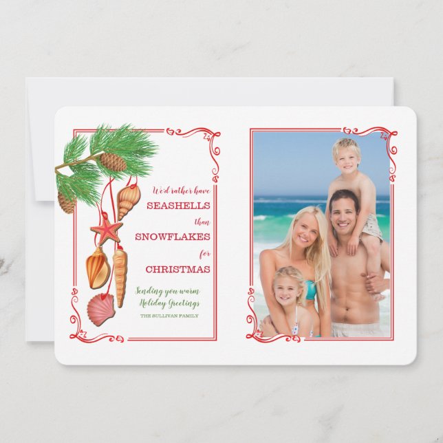 Seashell Christmas Foto Card Einladung (Vorderseite)