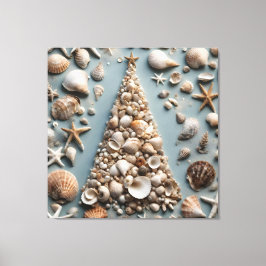 Seashell Coastal Weihnachtsbaum Leinwanddruck