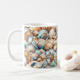 Seashell Collage iridescent Marine Küsten-Chic Kaffeetasse
