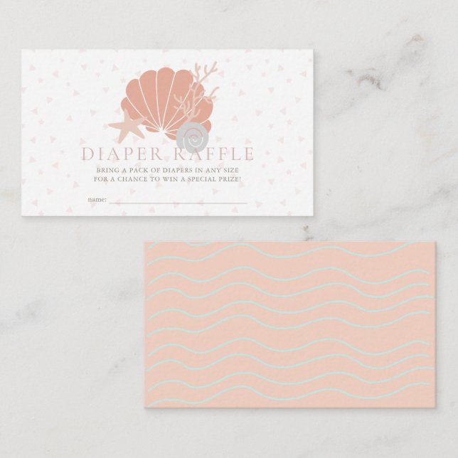 Seashell Coral Pink Baby Diaper Raffel Ticket Begleitkarte (Vorne/Hinten)