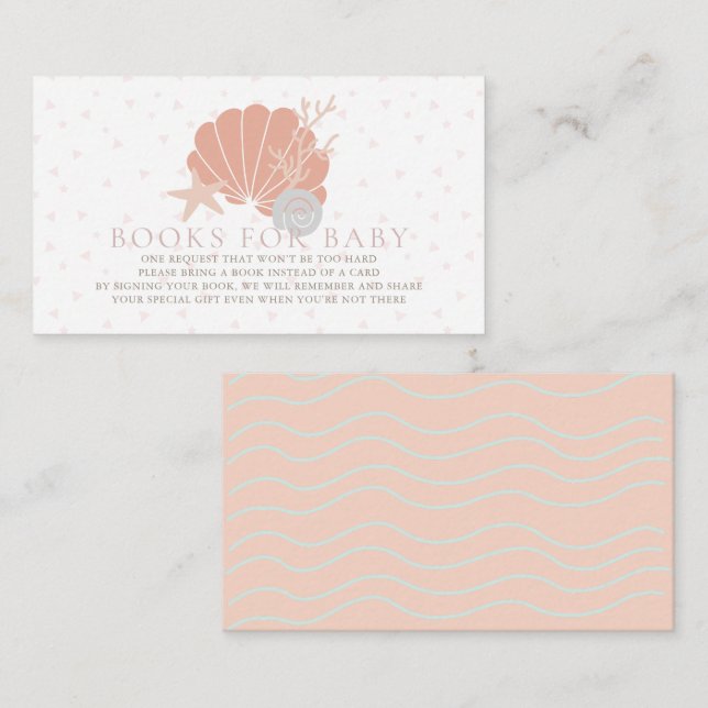 Seashell & Coral Pink Baby Showbücher für Baby Begleitkarte (Vorne/Hinten)