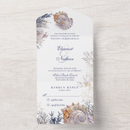 Seashell Corals Wedding All In One Einladung