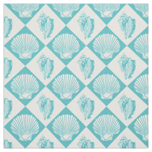 Seashell-Diamant-Seestrand-Blau Stoff