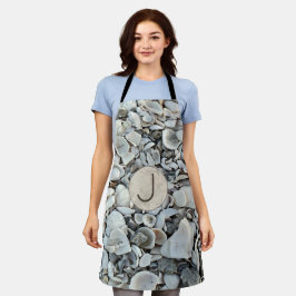 Seashell Drift Monogram Accent Schürze