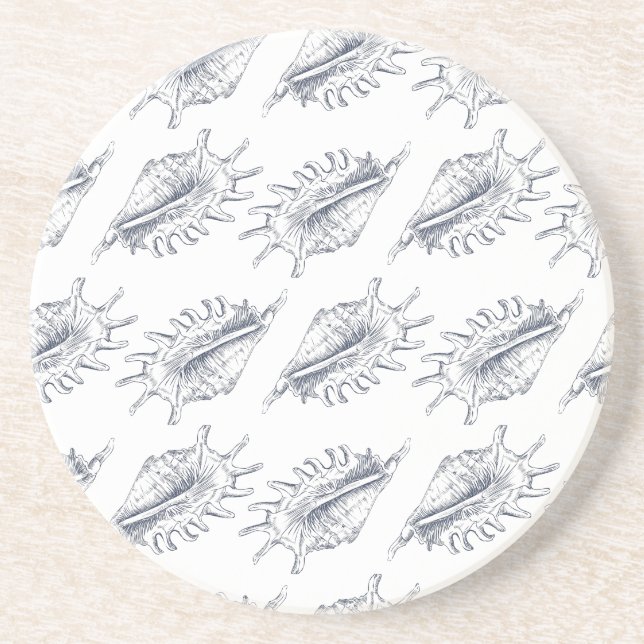Seashell elegant seamless pattern throw pillow getränkeuntersetzer (Vorne)