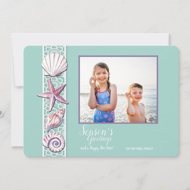 Seashell Foto Card Einladung (Vorderseite)