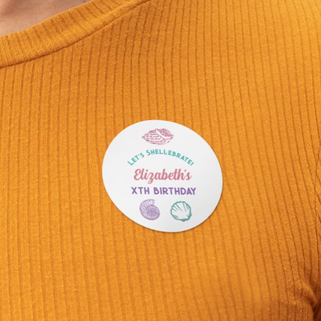 Seashell Girls Birthday Runder Aufkleber (Von Creator hochgeladen)