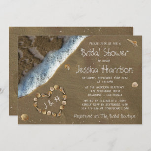 Seashell Heart Beach Bridal Einladungen