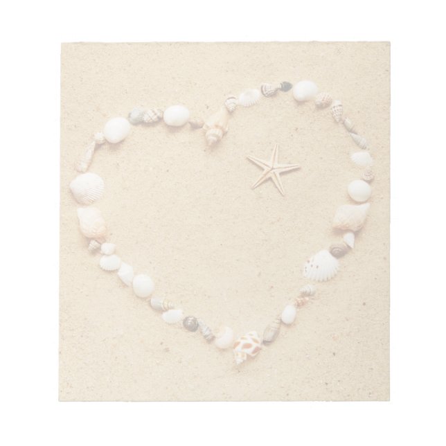 Seashell Heart mit Starfish Notizblock (Vorderseite)