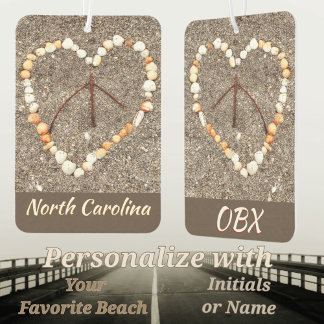 Seashell Heart Peace Sign OBX Beach NC Autolufterfrischer
