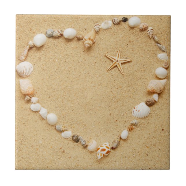Seashell-Herz mit Starfish Fliese (Vorderseite)