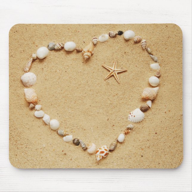 Seashell-Herz mit Starfish Mousepad (Vorne)