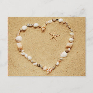 Seashell Herz mit Starfish Postkarte