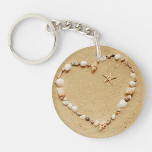 Seashell-Herz mit Starfish Schlüsselanhänger