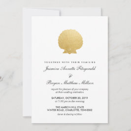 Seashell Imitate Gold Foil | Hochzeit am Ozean Einladung