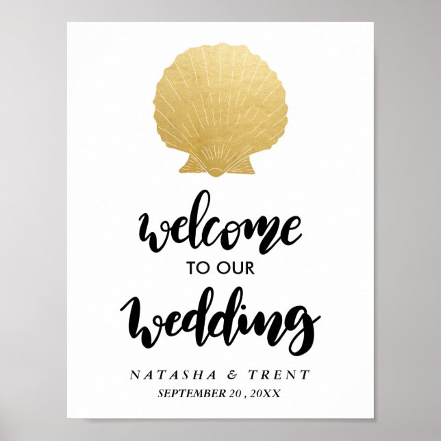 Seashell Imitate Gold Foil | Hochzeitszeichen Poster (Vorne)