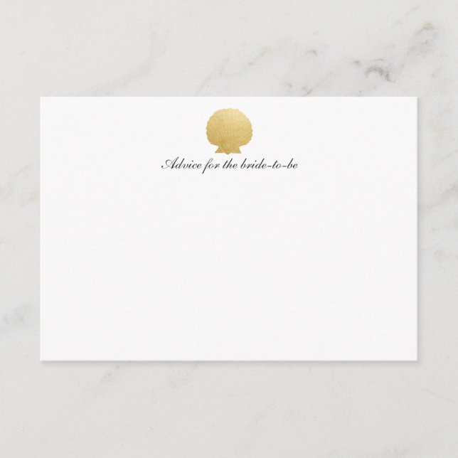 Seashell Imitate Gold Foil | Ocean Wedding Advice Hinweiskarte (Vorderseite)