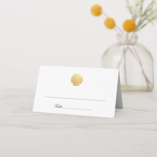 Seashell Imitats Gold Foil Ocean Wedding Escort Ca Platzkarte (Vorderseite)