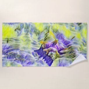 Seashell in blauem lila Aquarellbild Strandtuch