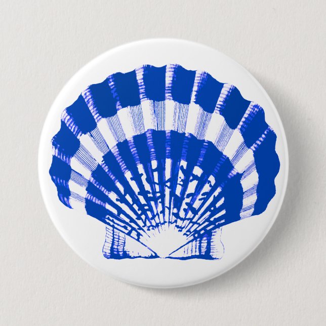 Seashell - Kobalt blau und weiß Button (Vorderseite)