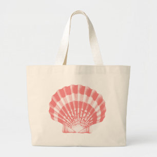 Seashell - Korallen rosa und weiß Jumbo Stoffbeutel