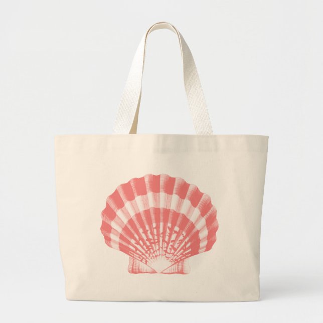 Seashell - Korallen rosa und weiß Jumbo Stoffbeutel (Vorne)