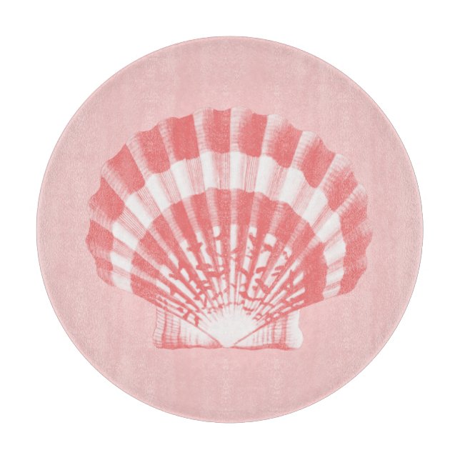 Seashell - Korallen rosa und weiß Schneidebrett (Vorderseite)