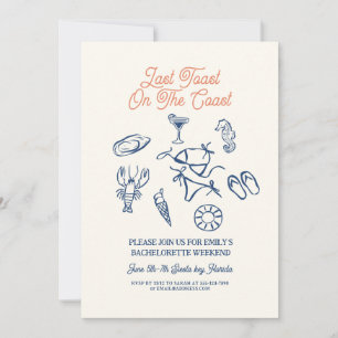 Seashell Letzter Toast Küste Bachelorette Wochenen Einladung
