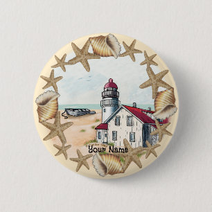 Seashell Lighthouse Button