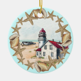 Seashell Lighthouse Keramik Ornament