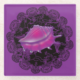 Seashell Lila Glasuntersetzer