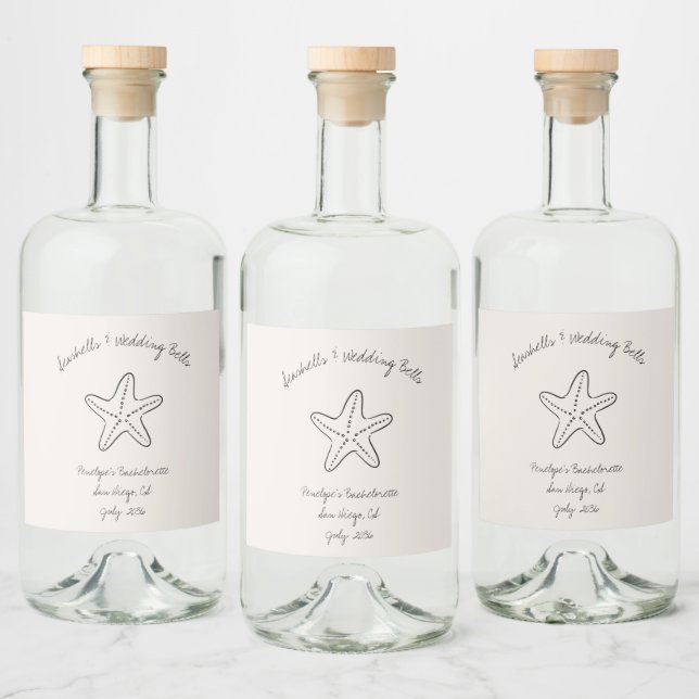 Seashell Liquor Flasche Etikett Bachelorette Dekor (Flaschen)