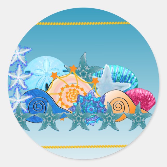Seashell Medley Runder Aufkleber (Vorderseite)