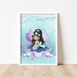 Seashell Mermaid Kinderzimmer Poster