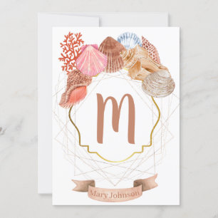 Seashell Monogram Wappen Notecard Einladung