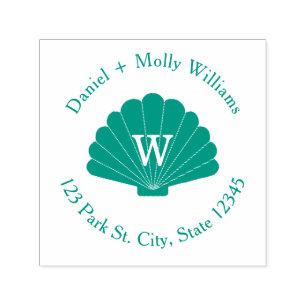 Seashell-Monogramm-Adresse Permastempel