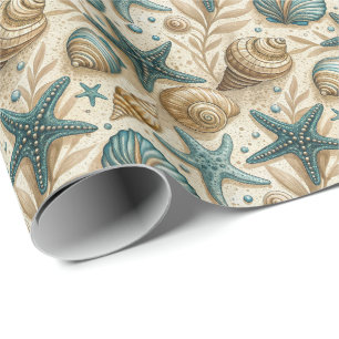 Seashell Muster Wrapping Paper Roll Geschenkpapier