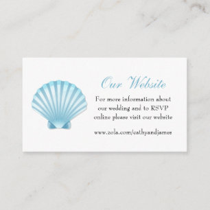 Seashell Nautical Blue Coastal Wedding Website Begleitkarte