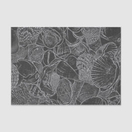 Seashell Ocean Beach Schwarz-Weiß-Skizze Kunst Seidenpapier