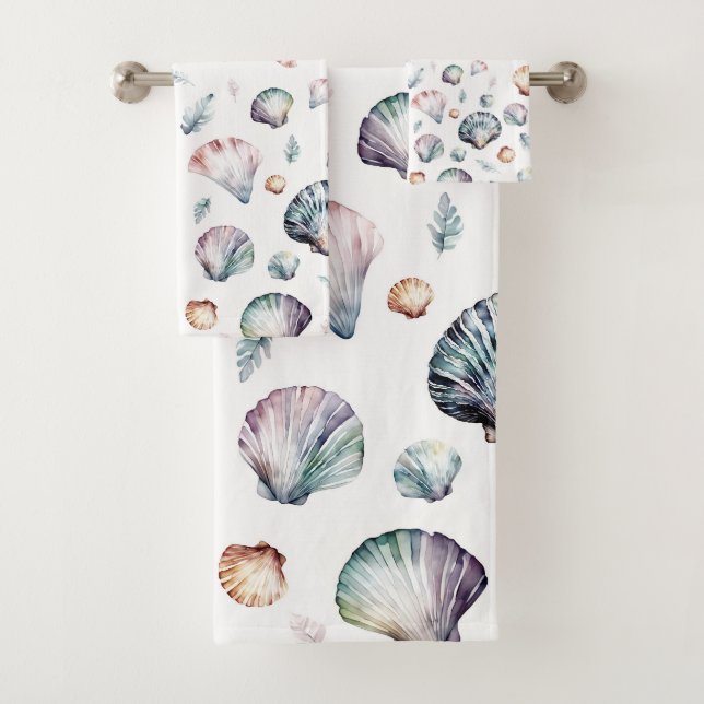 Seashell Ocean Beach Sea Muschel Design 358 Badhandtuch Set (Insitu)
