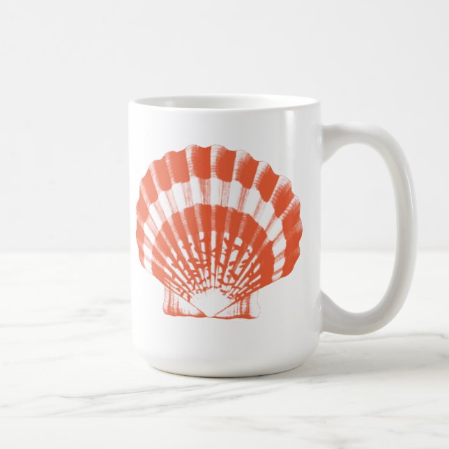Seashell - orange und weiß kaffeetasse (Rechts)