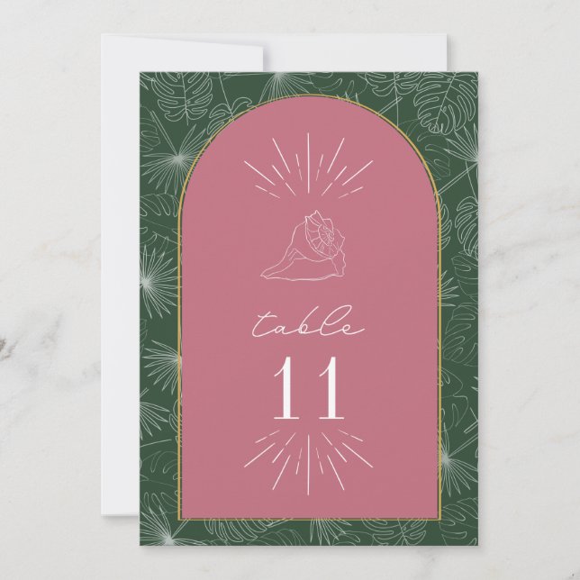 Seashell Palm Beach Wedding Tischnummer (Vorderseite)