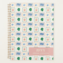 Seashell Pattern Personalized Modern Boho  Planer