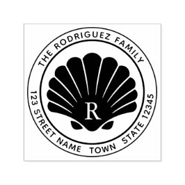 Seashell Round Address Self Inking Kautschuk Brief Permastempel