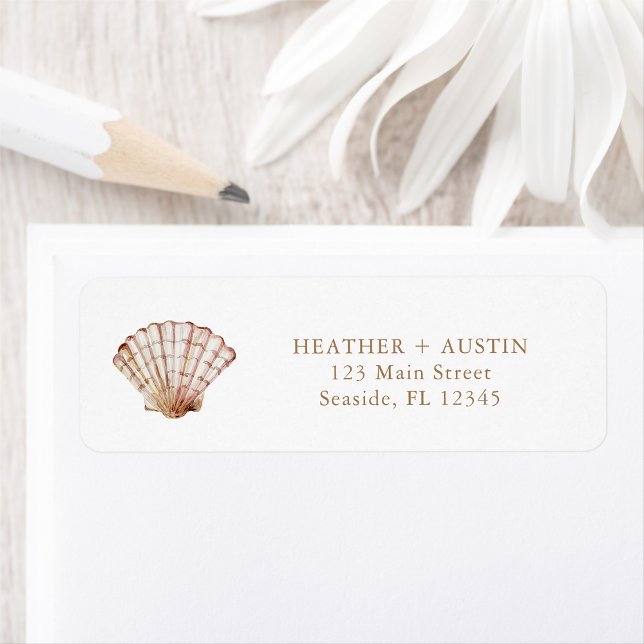 Seashell-Rücksendeadresse (Watercolor Beach Seashell Return Address Label by Painted Paperie
)