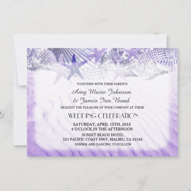 Seashell Sandstrand Hochzeit lädt seashell1 Einladung (Vorderseite)