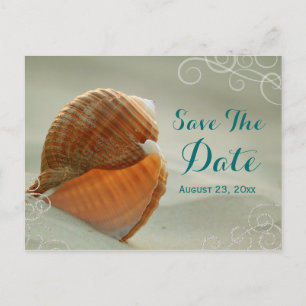 Seashell Save the Date Wedding Post Card Ankündigungspostkarte