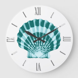 Seashell - Schatten des aquamarinen Blaus Große Wanduhr