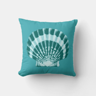 Seashell - Schattierungen in aquamarinem Blau Kissen